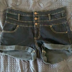 dark blue jean shorts